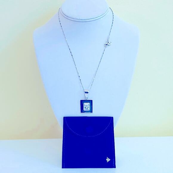 Silpada Sterling Silver Faceted CZ Slide / Pendant & Silpada 18” Chain, Necklace - Picture 1 of 8